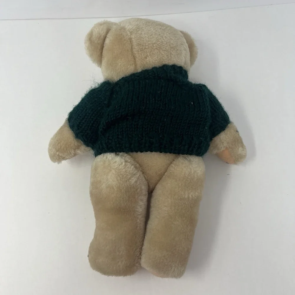 Vintage Teddy Bear Jointed in Green‎ Knitted Frosty Sweater